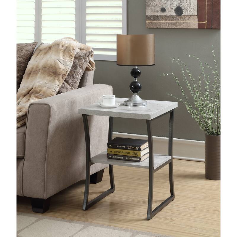 Convenience Concepts X-Calibur End Table with Shelf - Faux Birch/Slate Grey