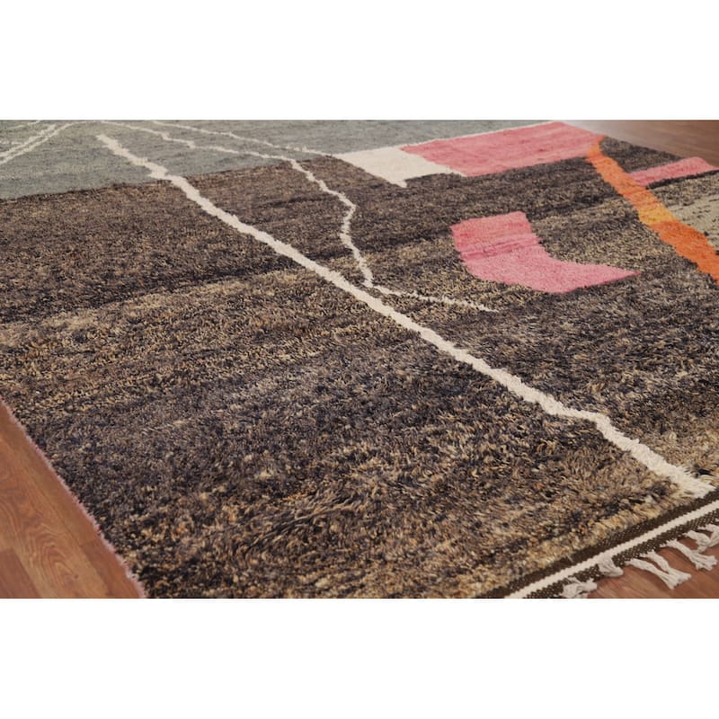 Plush Moroccan Oriental Area Rug Handmade Multi-Color Wool Carpet - 8'9" x 12'6"
