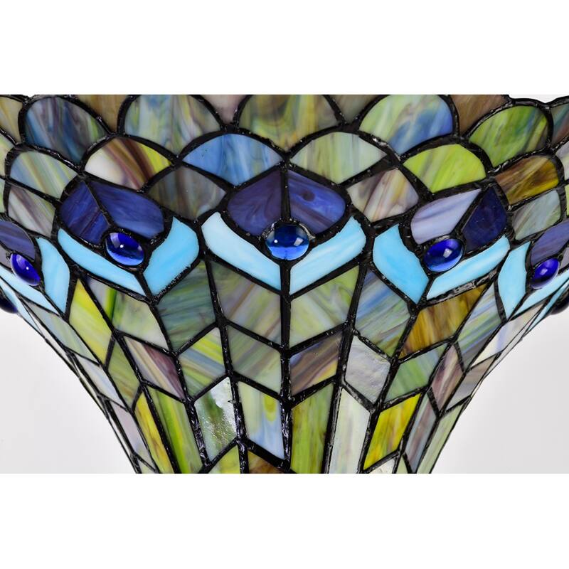 Tiffany-style Peacock Torchiere