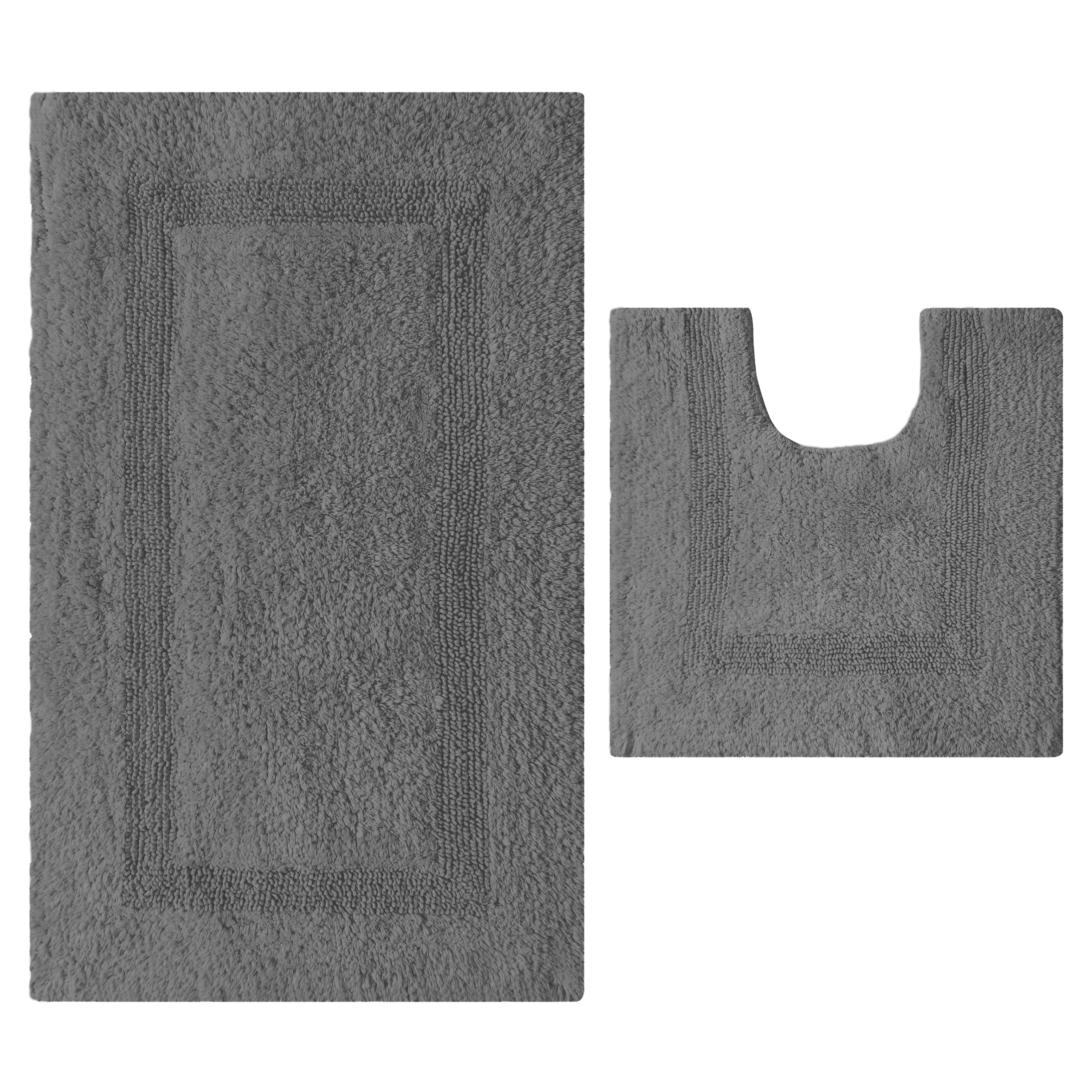 Fabstyles Reversible Cotton Bath Rug Set - Soft Absorbent 2-Piece-image