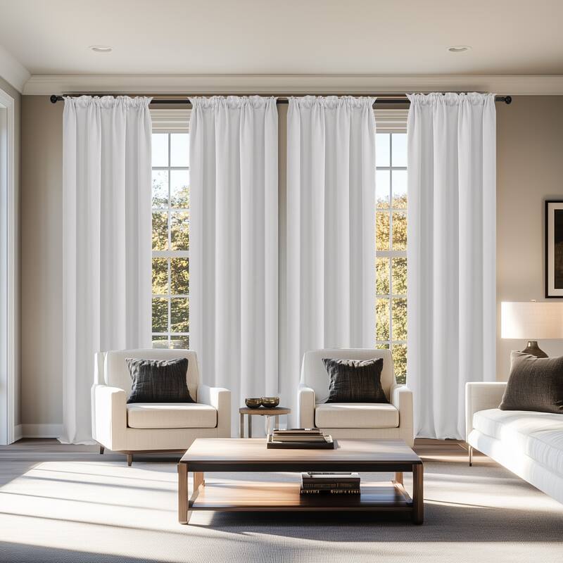 Deconovo Solid Rod Pocket Curtain Panel Pair, Set of 4 Panels