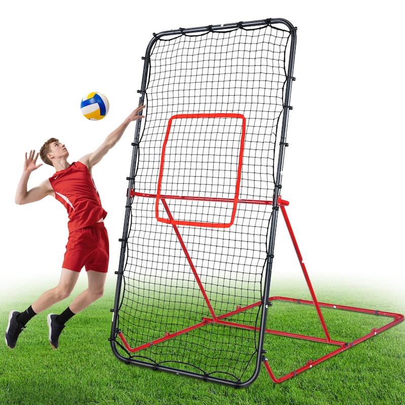 7x4 FT Volleyball Rebounder Net - 90° Foldable Angle & Sturdy