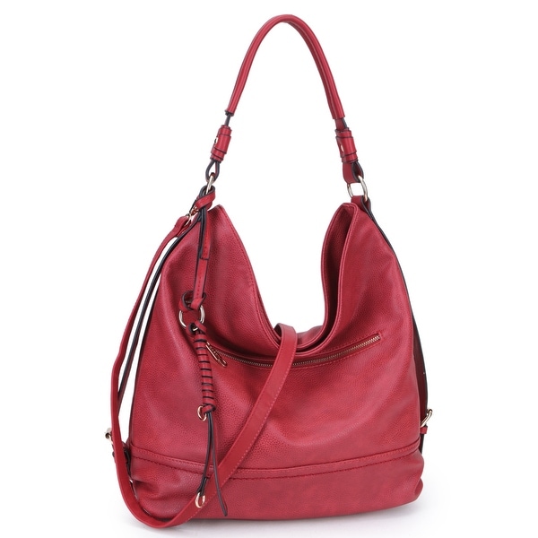 Big Handbag Shop Womens Soft Faux Leather Hobo Two compartment Shoulder Bag