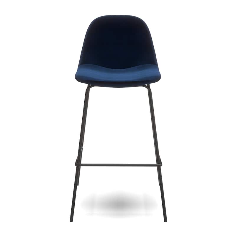 Maxine Velvet Counter Height Stools Black Legs (Set of 2)