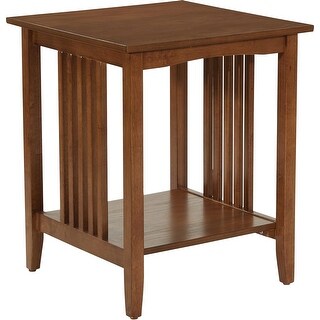 Sierra Side Table with Storage Shelf and Mission Style Panels, Ash ...
