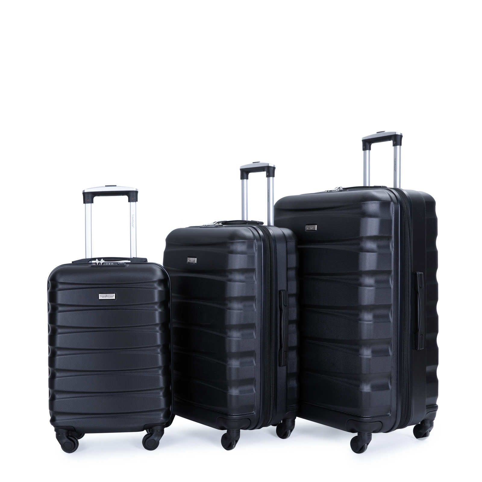 Rockland Journey Softside Upright Luggage Set,Expandable, Black/Gray,  4-Piece (14/19/24/28)