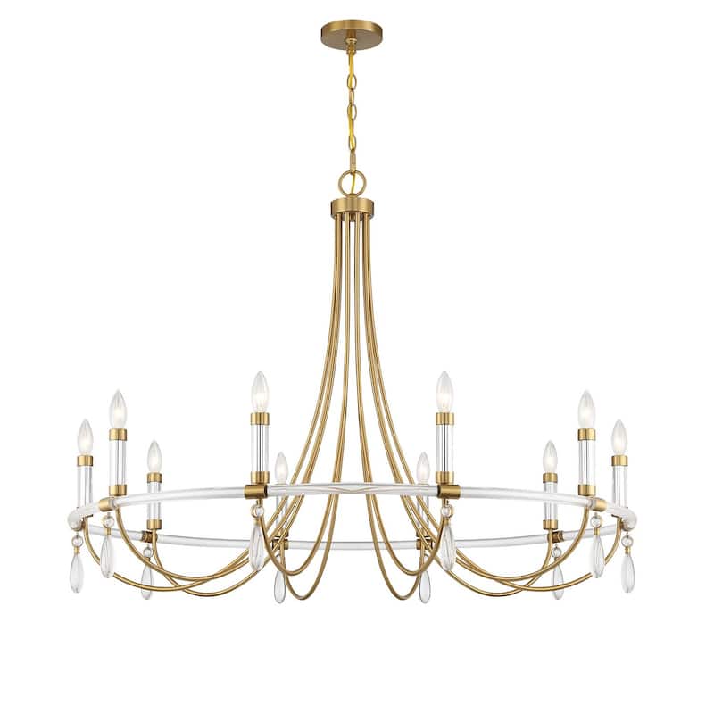 Mayfair 10-Light Chandelier in Warm Brass and Chrome