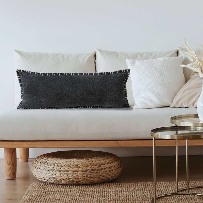 Sevita Guapo Casual Solid Stitched Edge Cotton Throw Pillow