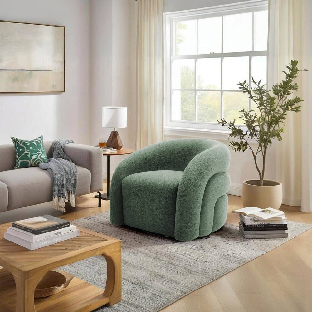 Upholstered Boucle Swivel Accent Chair