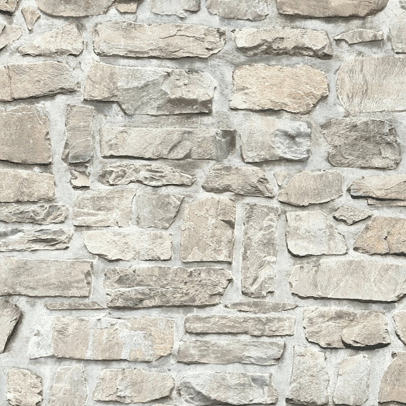 Galerie Wallcoverings Bricks and More Collection Stone Symphony Motif Matte Finish Vinyl on Non-woven Wallpaper Roll - 33-feet long x 21-inches wide - Grey