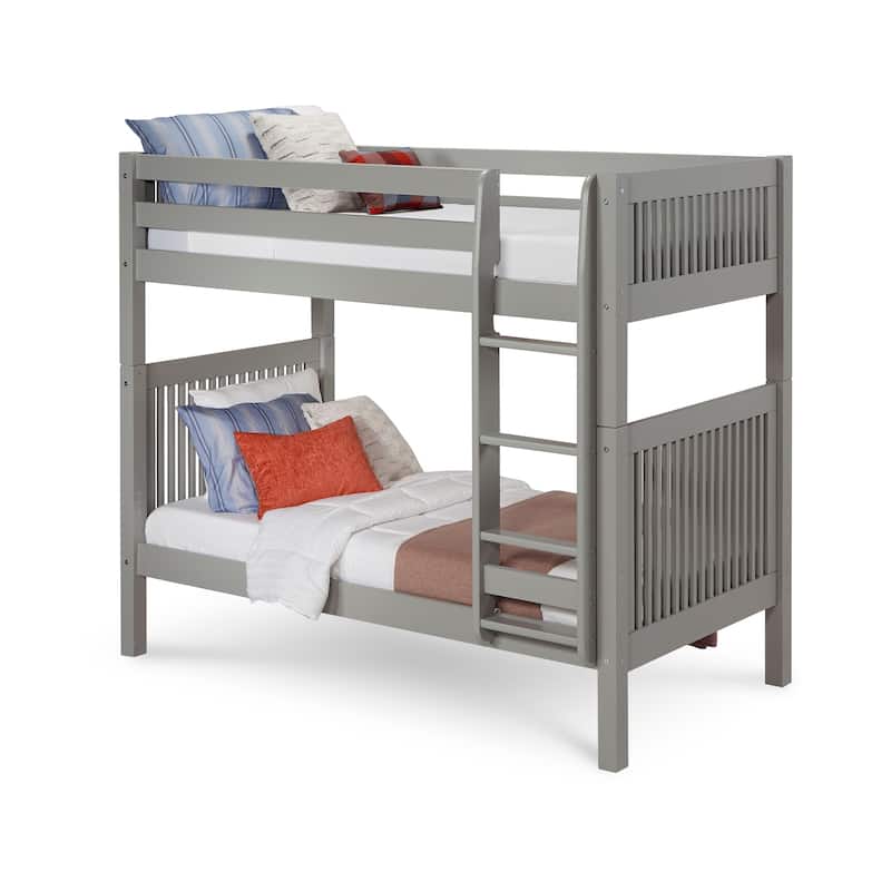 Twin Over Twin Bunk Bed - Solid Wood, Grey Finish - Stylish Sleeping Solution - Collection