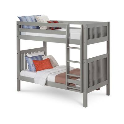Twin Over Twin Bunk Bed - Solid Wood, Grey Finish - Stylish Sleeping Solution - Collection