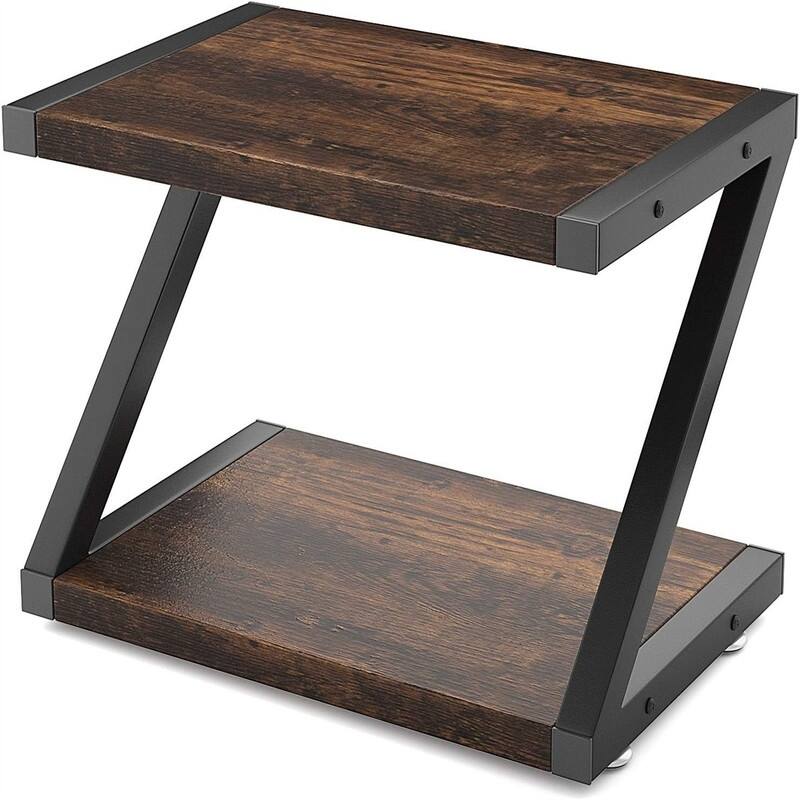 Desktop Printer Stand with 2 Tier Wood Storage Shelves - 17.36"x11.26"x11.34" - Dark Brown