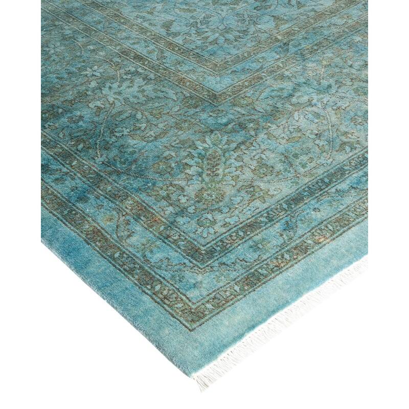 Overton Hand Knotted Wool Vintage Inspired Modern Contemporary Overdyed Gray Area Rug - 9' 1" x 12' 4"