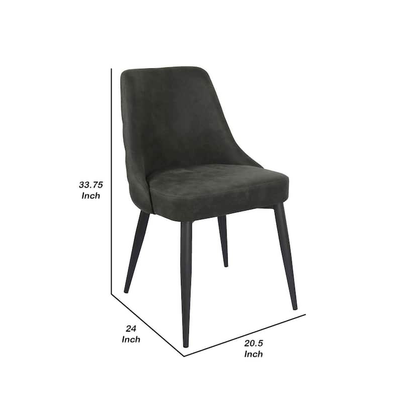 Black/Gray Fabric Upholstered Metal Frame Dining Chair, Set of 2, Sturdy Dining Chair for Dining Rooms - 22.75
