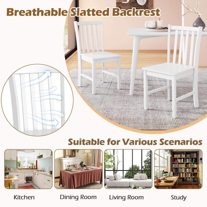 Costway Rustic Dining Chairs Set of 4 with Slat Tilt Backrest, Wide - See Details