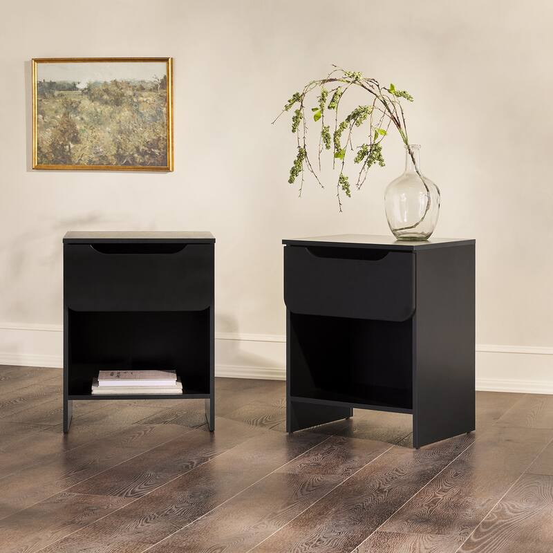 Middlebrook Designs Modern 1-Drawer Nightstand with Cubby (Set of 2)
