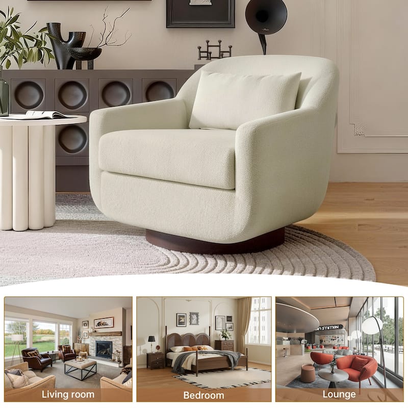 Modern Chenille 360-Degree Swivel Chair Accent Chair