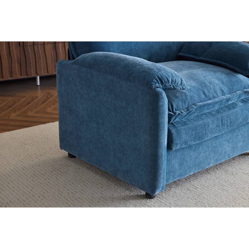 Oversized Chenille Bean Bag Chair, High Back Reading Armchair, Comfy Fluffy Sofa Chair with Cushions & Wide Seat