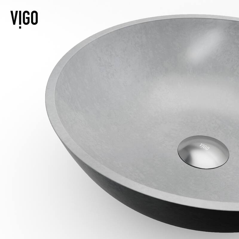 Vigo VG04066 Ravenna Gothic 16" L x 16" W x 5" H Circular Concrete