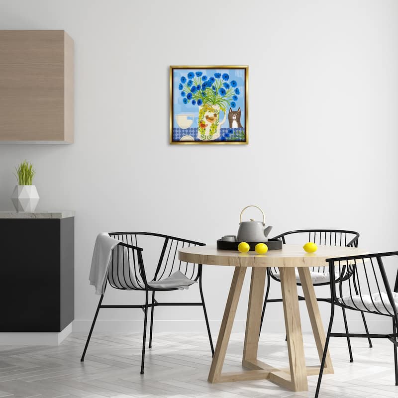 Stupell Whimsical Jug of Cornflowers Framed Floater Canvas Wall Art Design By Kay Widdowson
