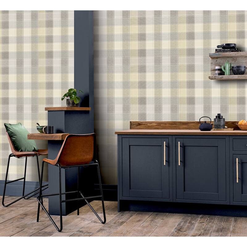 Arthouse Geraldine Grey Plaid Wallpaper