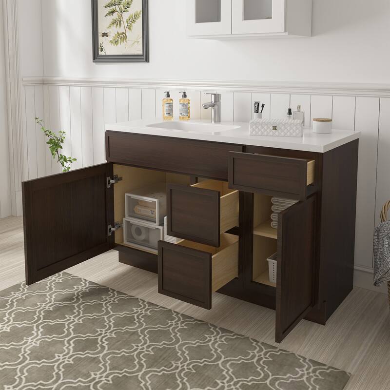 Vanity Art 51" Birch Freestanding Bathroom Vanity Cabinet without Top