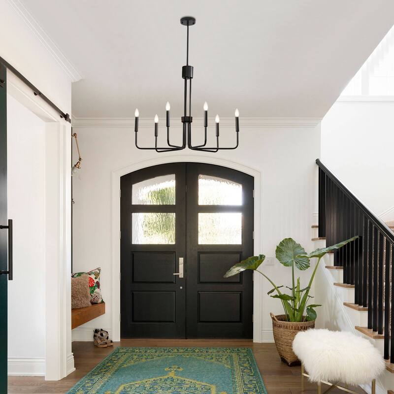 6-Light Candle Style Modern Chandelier for Dining Room