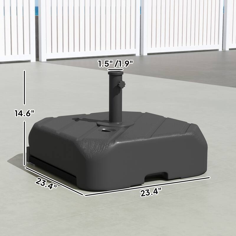 Outsunny Square Patio Umbrella Base with Wheels, Telescopic Handle