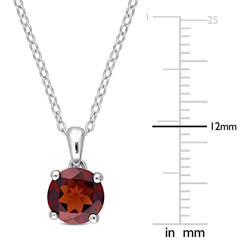 Miadora Garnet Solitaire Birthstone Necklace in Sterling Silver