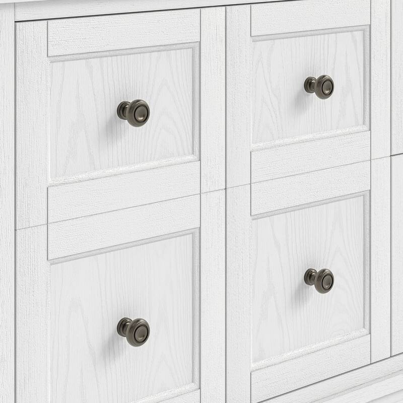 48" Bathroom Vanity with Sink, Marble Countertop Single Bathroom Vanity with 6 Drawers, White