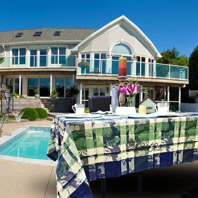 Plaid Jacquard Cotton Delicate Floral Tablecloth Collection