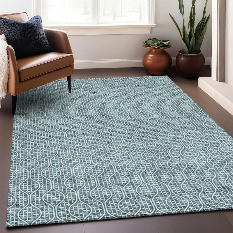 Premium Washable Super Soft Modern Teardrop Mayfield Rug - Teal - 9' x 12'