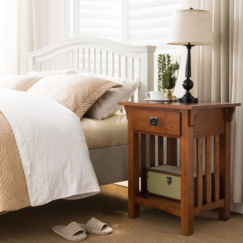 Leick Home Mission Impeccable End Table with Drawer - Medium Oak
