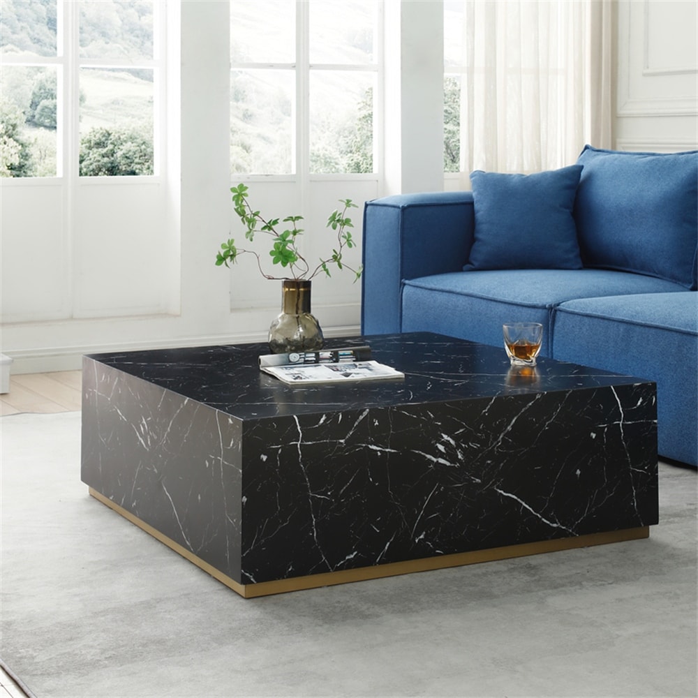 Modern Low Gloss Square Marble Coffee Table - Bed Bath & Beyond  