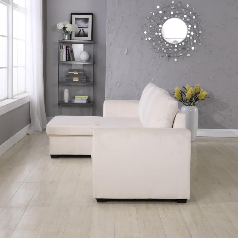 91'' Wide Velvet Storage Sectional Reversible Sleeper Sofa & Chaise