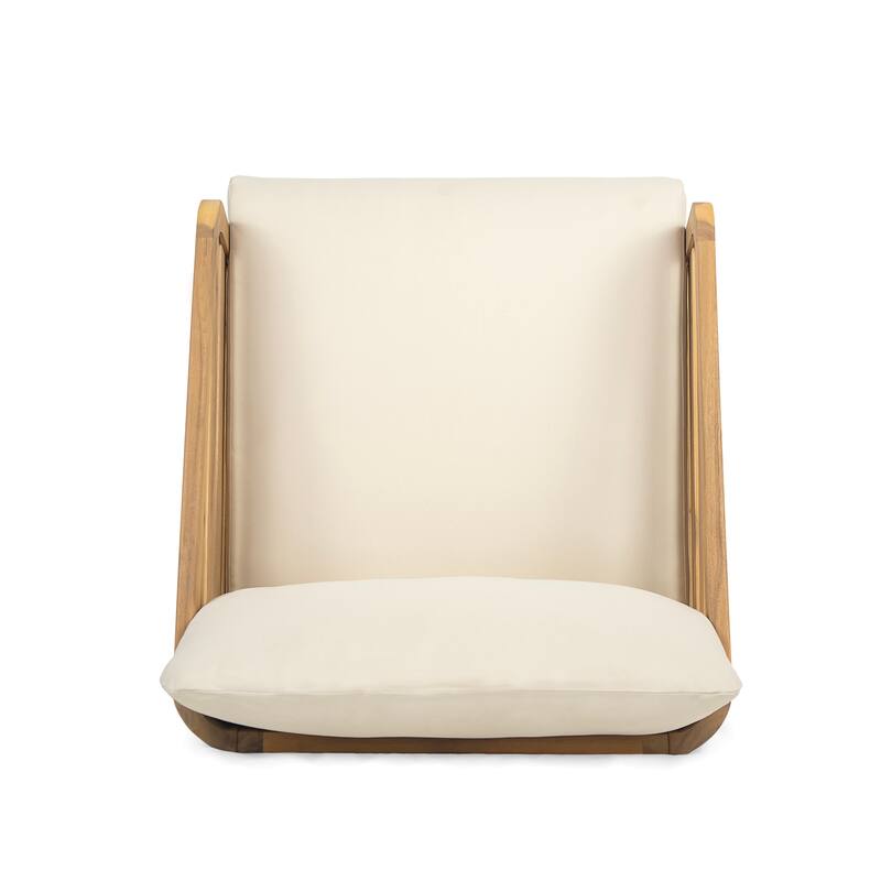 Christopher Knight Home - Vaniel Patio Acacia Wood V Sofa With Dual Club Chair