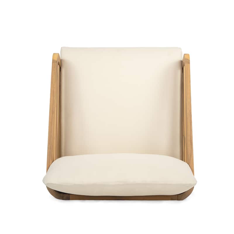 Lenrn Wood Textilene Club Chair with Acacia Frame and Water-Resistant Cushions by Christopher Knight Home