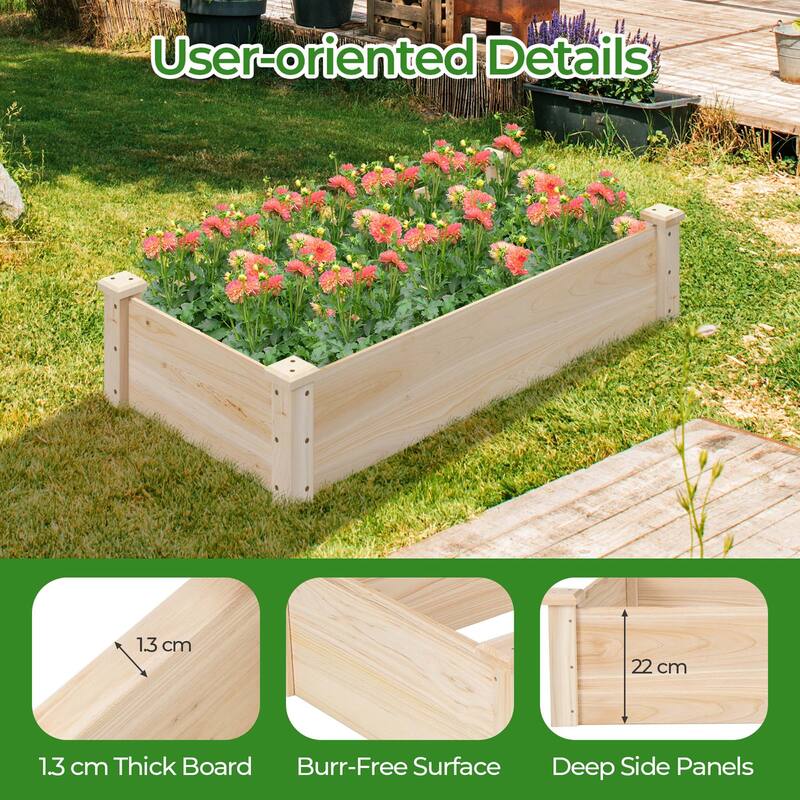 Costway Raised Garden Bed Fir Wood Wooden Square Wood Planter Box for - See Details
