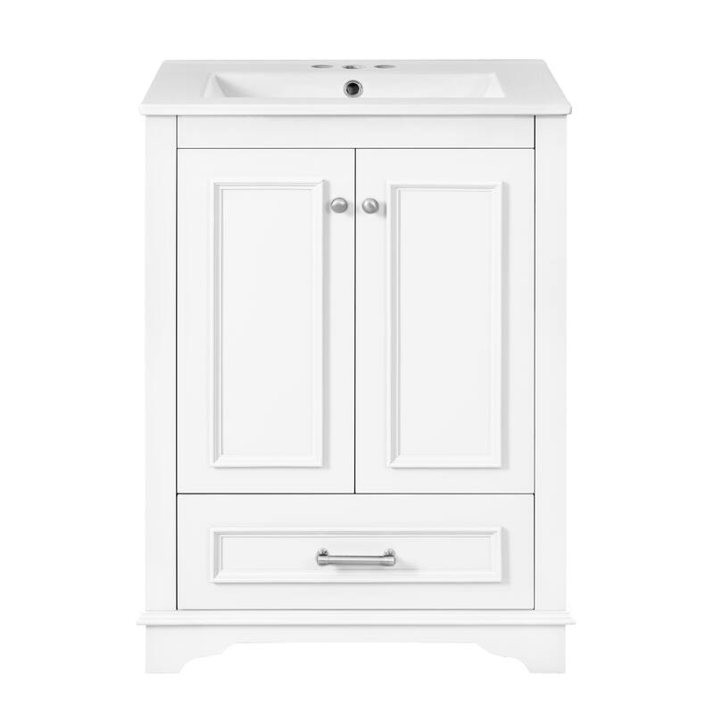 24" Freestanding Bathroom Vanity with White Integrated Ceramic Sink - 24.2'' x 18.3'' x 33''