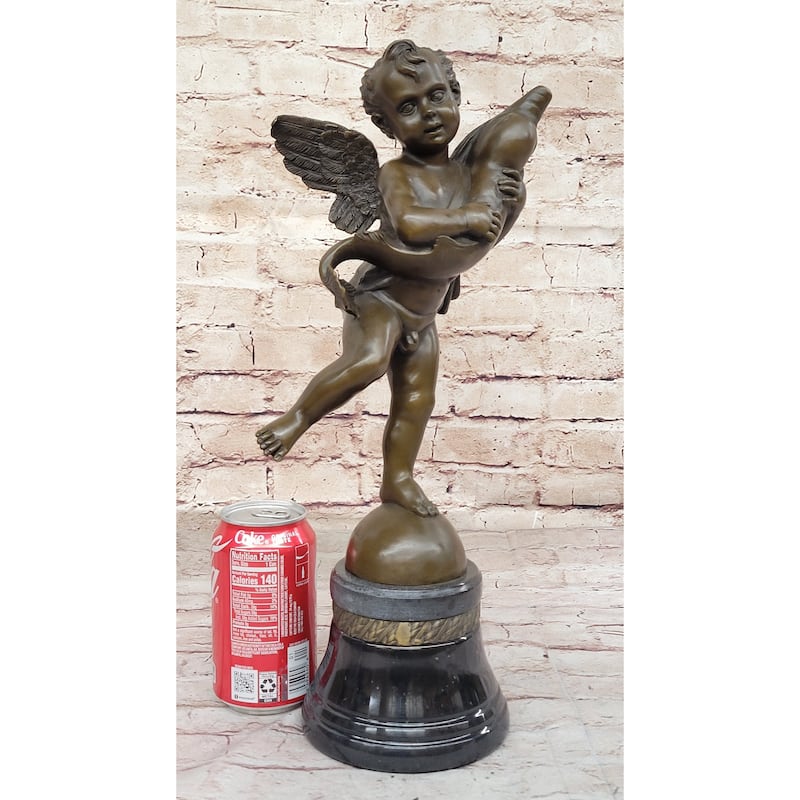 Cherub Angel Putto With A Imitative Dolphin Andrea Del Verrocchio Bronze Sculpture Figure