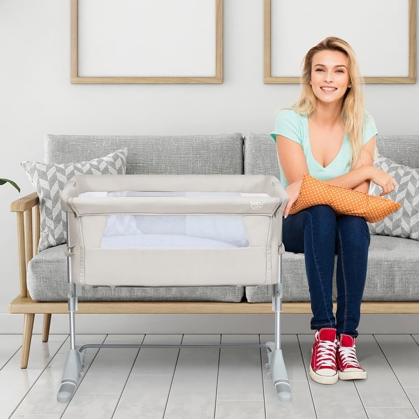 slide 2 of 9, Portable Baby Bedside Bassinet Crib with Carrying Bag