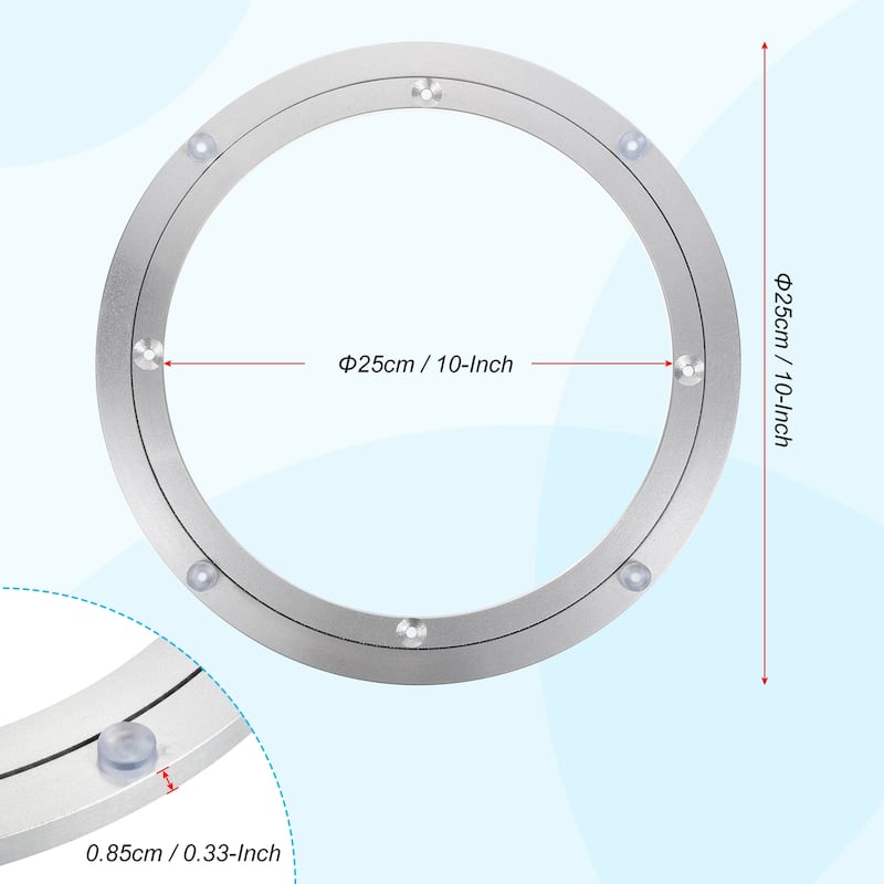10 Inch Lazy Susan Aluminum Rotating Turntable Bearing Swivel Plate Dining Table - Silver - 10 inch - Silver - 10 inch