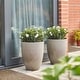 preview thumbnail 3 of 35, Glitzhome 16.75"H Set of 2 Oversized Eco-Friendly PE/Resin Faux Ceramic Tall Plastic Planter Porch Pot Sand Beige