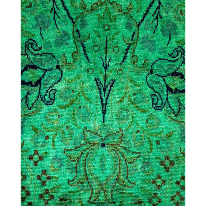 Fine Vibrance, One-of-a-Kind Hand-Knotted Area Rug - Green, 2' 8" x 4' 4" - 2' 8" x 4' 4"