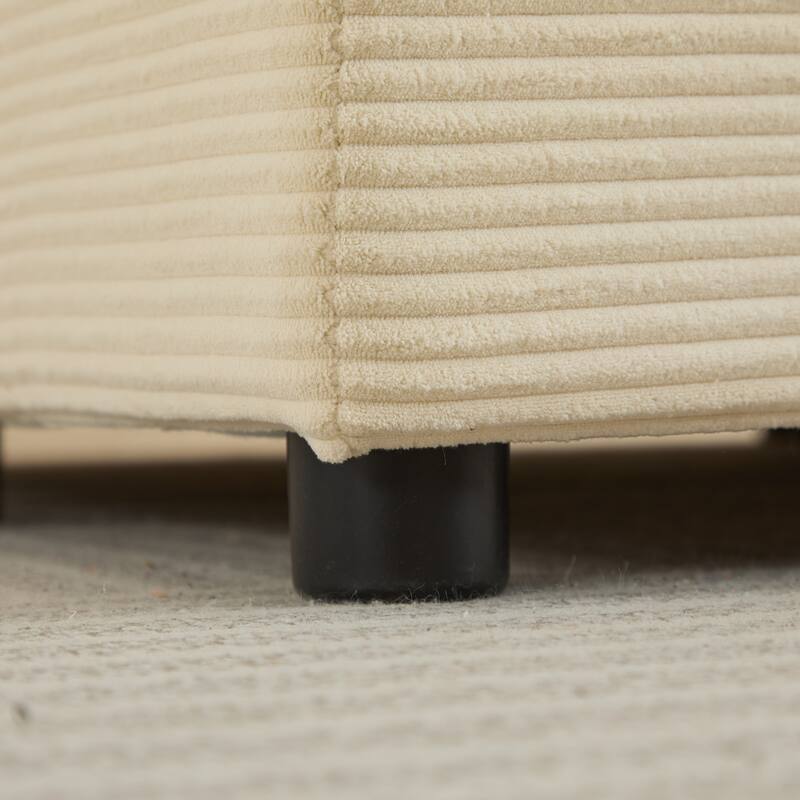 2 Pieces Corduroy Sectional Couch Covers with 2 Pillows, Beige