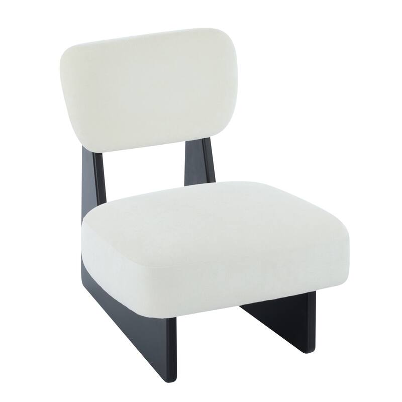 Set of 2 Modern Beige Lounge Chair with Sturdy Wood Base for Living Room Bedroom Office