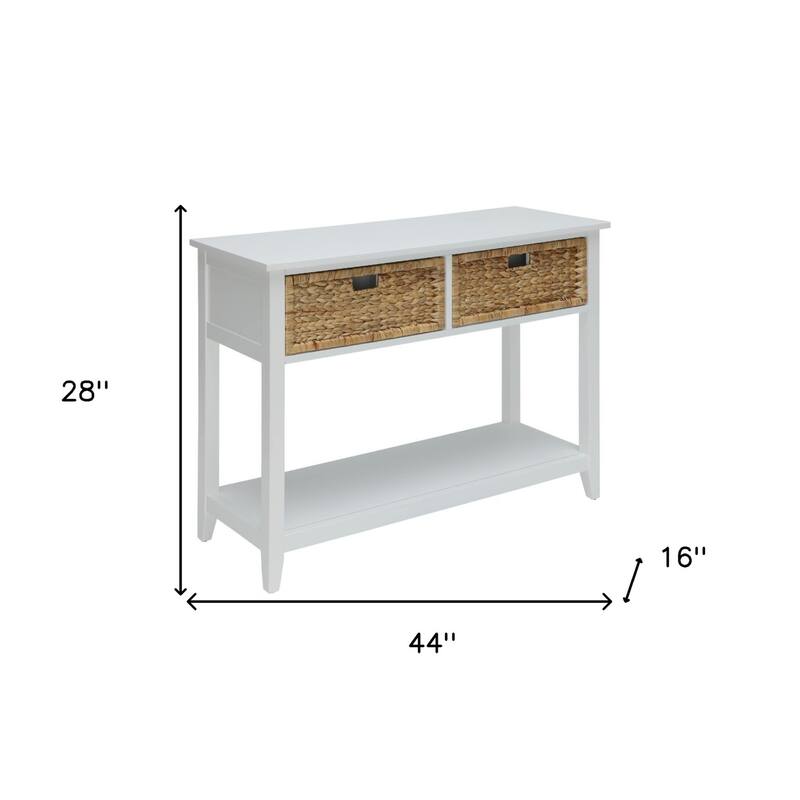 44” Entryway Console Table with Rustic Finish and 2 Drawers Solid Wood and Shelf for Hallway - 44”L x 16”W x 28”H