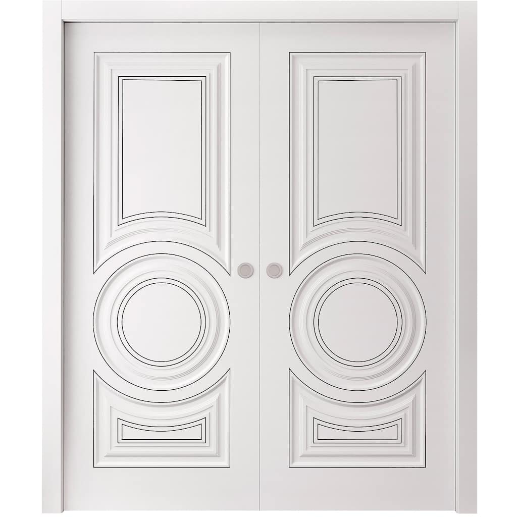 SartoDoors | Bathroom Door Pocket Door | Solid Wood | Hardware Set | 36x80, White Bedroom Door Pantry Door Closet Door