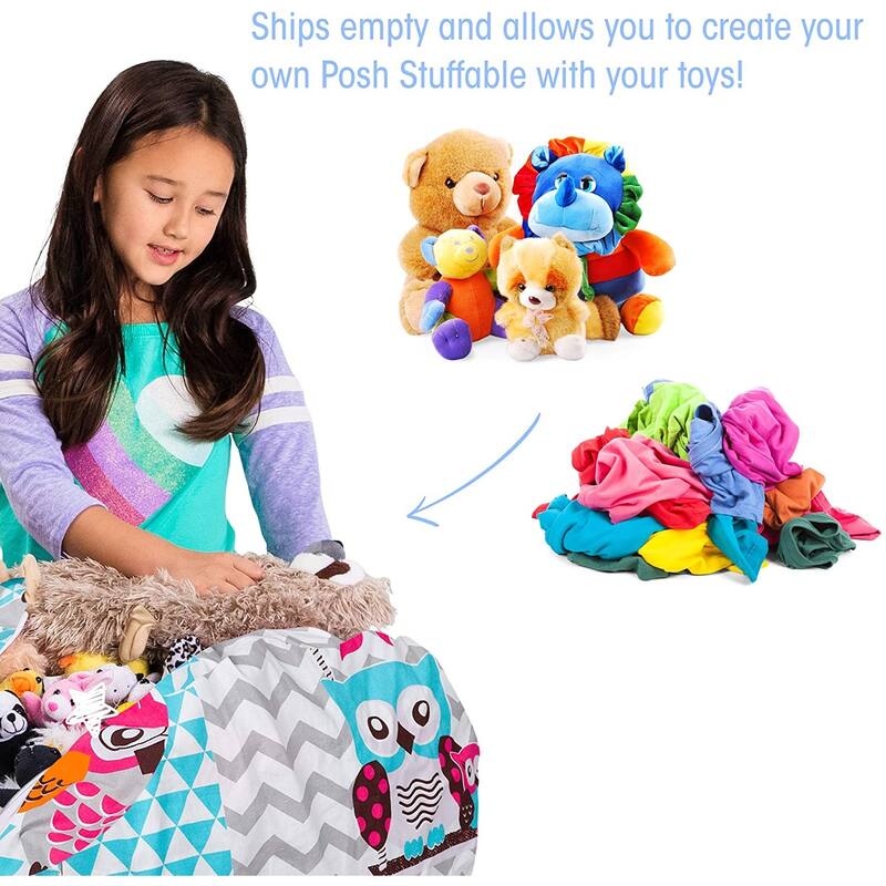 Kids Bean Bag Chair Cover Stuffed Animal Storage or Toy Organizer